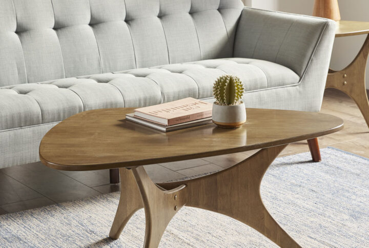 Blaze Triangle Wood Coffee table in Light Brown From INK+IVY