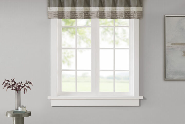 Amherst Polyoni Pintuck Window Valance in Natural From Madison Park