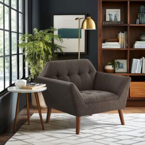 Newport Newport Wide Mid-Century Modern Lounge Chair in Charcoal From INK+IVY