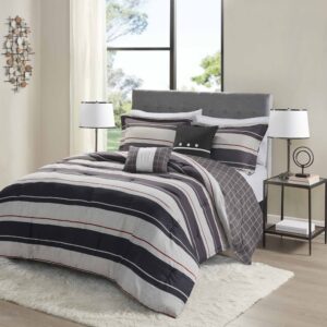 Dalton Comforter set with two decorative pillows in Gray/Charcoal From Madison Park Essentials