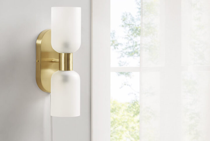 Dove Double Tube 2-Light Wall Sconce in Frosted glass/gold From INK+IVY