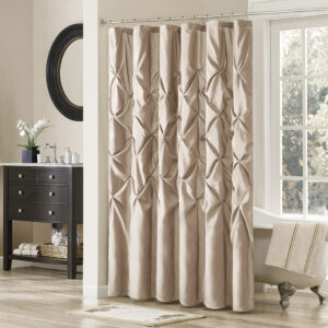 Laurel Tufted Semi-Sheer Shower Curtain in Taupe From Madison Park