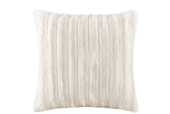 Duke Faux Fur Square Pillow in Ivory From Madison Park