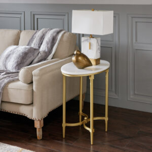 Bordeaux End Table in White/Gold From Madison Park Signature