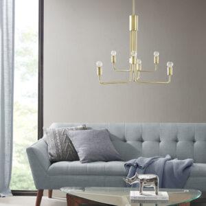 Milo 6-Light Metal Chandelier in Antique Brass From INK+IVY