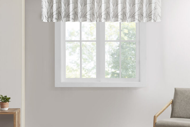 Andora Faux Silk Embroidered Window Valance in White From Madison Park