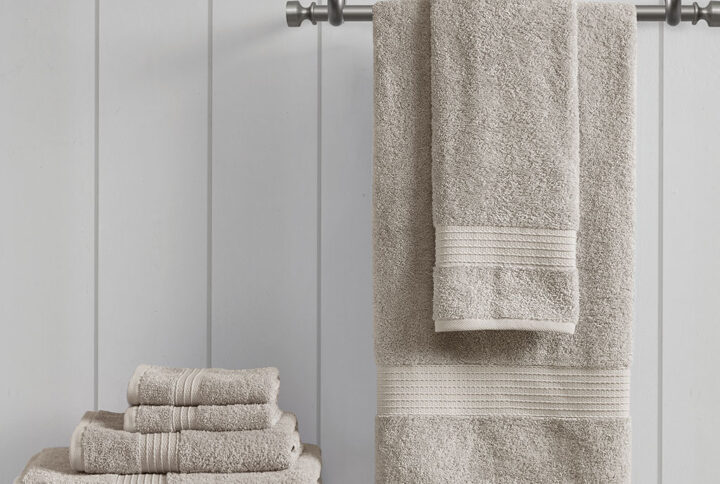 Organic 6 Piece Organic Cotton Towel Set in Tan From Madison Park