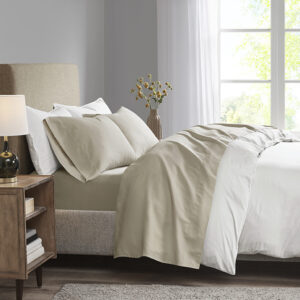 3M Microcell Luxurious Brushed Microfiber Deep Pocket Sheet Set in Khaki From Madison Park