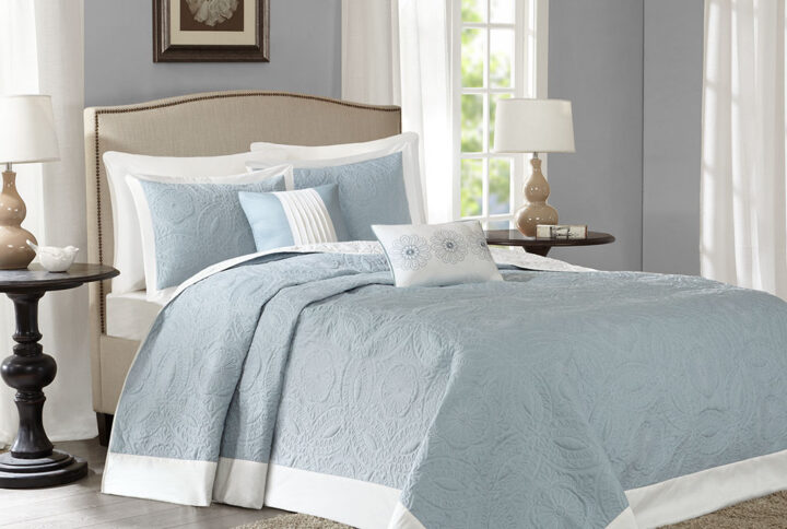 Ashbury 5 Piece Reversible Bedspread Set in Blue From Madison Park