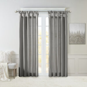 Emilia Twist Tab Lined Window Curtain Panel in Charcoal From Madison Park