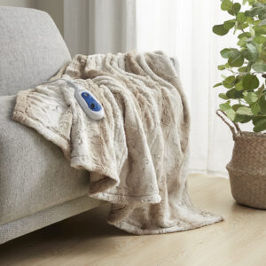 Zuri Oversized Faux Fur Heated Throw in Sand From Beautyrest