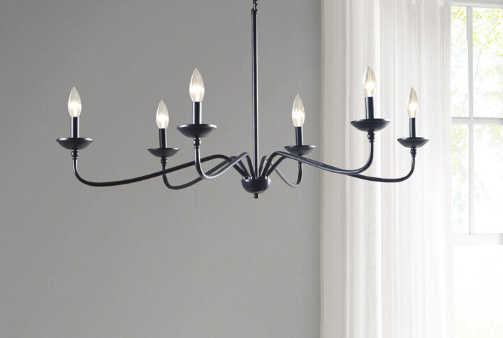 Brighton 6-Light Farmhouse Metal Chandelier in Matte Black From INK+IVY