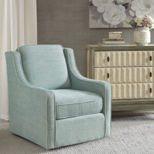 Harris Chenille Swivel Chair in Dusty Aqua From Madison Park