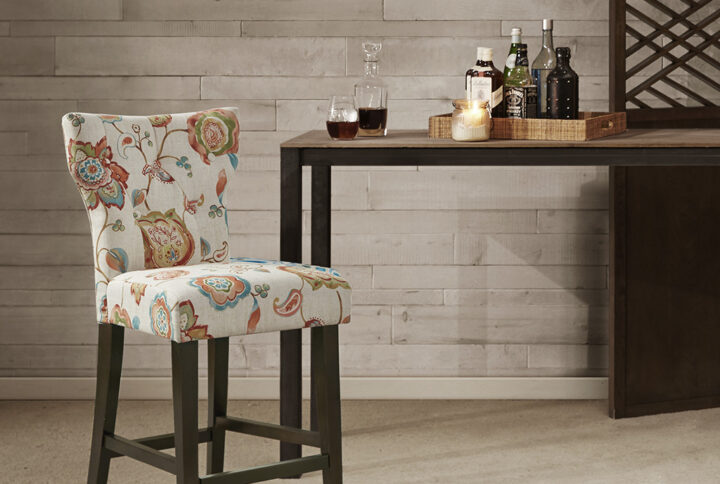 Avila Tufted Back Counter Stool in Orange Multi From Madison Park