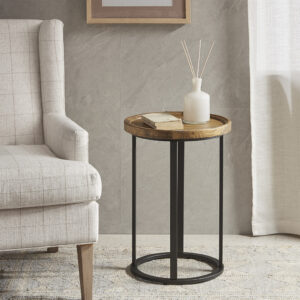 Irisa Round Accent Table in Reclaimed Oak/Iron From Martha Stewart