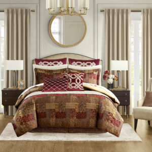 Galleria 4 Piece Red Comforter Set in Red From Croscill Classics