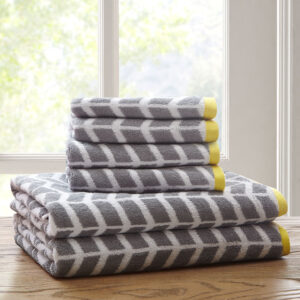 Nadia Cotton Jacquard Bath Towel 6 Piece Set in Grey From Intelligent Design