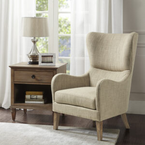 Arianna Swoop Wing Chair in Taupe Multi From Madison Park