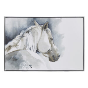 Derby Hand Embellished Horse Framed Canvas Wall Art in Blue From INK+IVY