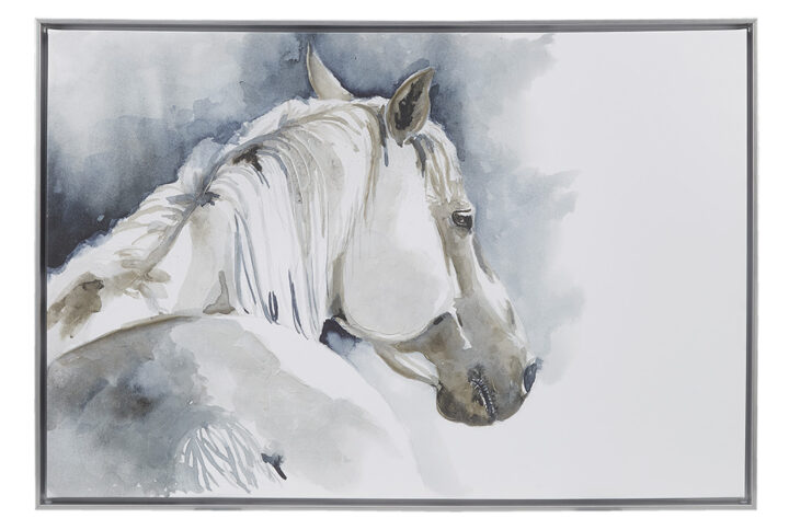 Derby Hand Embellished Horse Framed Canvas Wall Art in Blue From INK+IVY