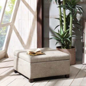 Aspen Soft Close Storage Ottoman in Sand From Madison Park