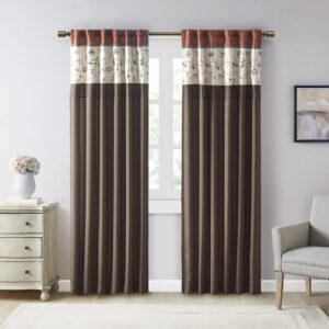 Serene Embroidered Curtain Panel in Spice From Madison Park