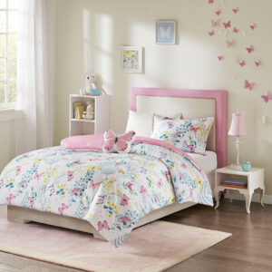 Cynthia Printed Butterfly Comforter Set in Pink From Mi Zone Kids