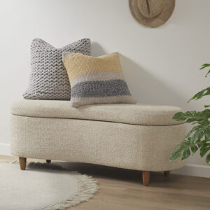 Bailey Boucle Flip Top Storage Bench in Taupe From INK+IVY