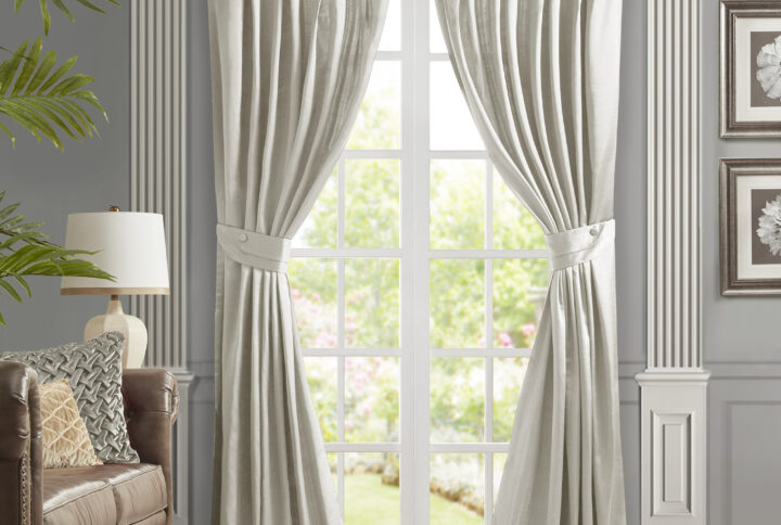 Avignon Pleat Curtain Panel with Tieback (Single) in White From Croscill Classics