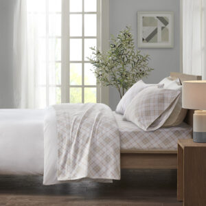 Cozy Flannel Printed Sheet Set in Pink Plaid From True North by Sleep Philosophy