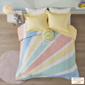 Rory Rainbow Sunburst Reversible Cotton Comforter Set in Yellow From Urban Habitat Kids