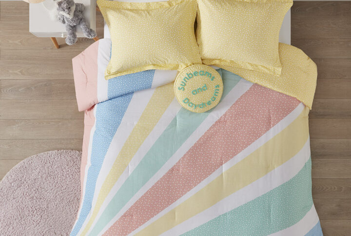 Rory Rainbow Sunburst Reversible Cotton Comforter Set in Yellow From Urban Habitat Kids