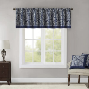 Aubrey Jacquard Window Valance in Navy From Madison Park