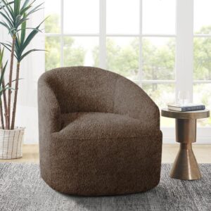 Bonn Upholstered 360 Degree Swivel Chair in Chocolate From INK+IVY