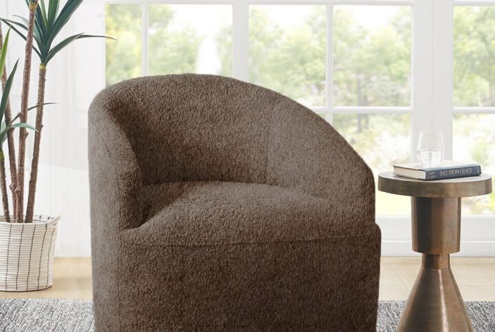 Bonn Upholstered 360 Degree Swivel Chair in Chocolate From INK+IVY