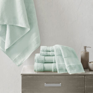 Turkish Cotton 6 Piece Bath Towel Set in Seafoam From Madison Park Signature