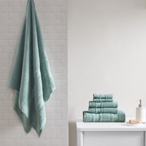 Adrien Super Soft Cotton Quick Dry Bath Towel 6 Piece Set in Teal From Madison Park Essentials