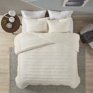 Mercer 3 Piece Cotton Chenille Duvet Cover Set in Ivory From Urban Habitat