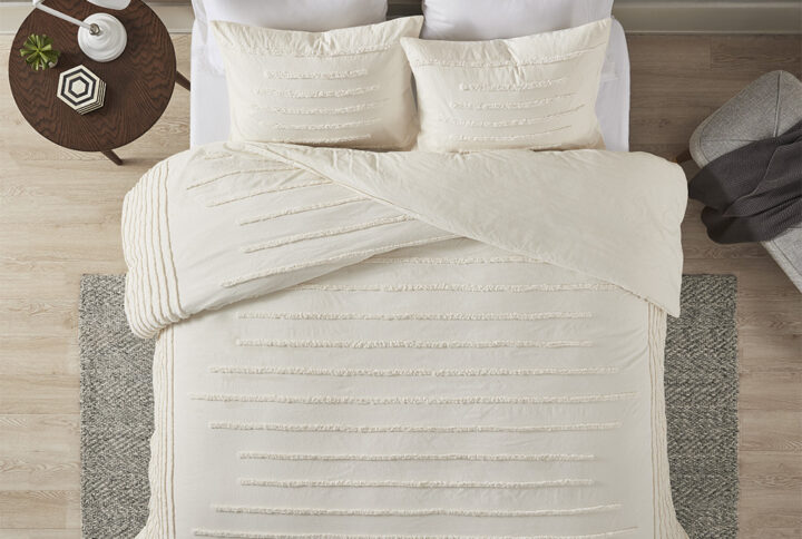 Mercer 3 Piece Cotton Chenille Duvet Cover Set in Ivory From Urban Habitat