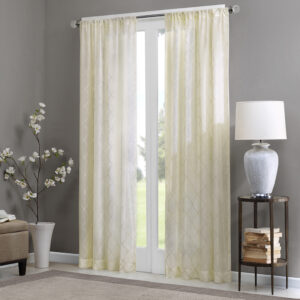 Irina Diamond Sheer Window Curtain Panel in Ivory From Madison Park