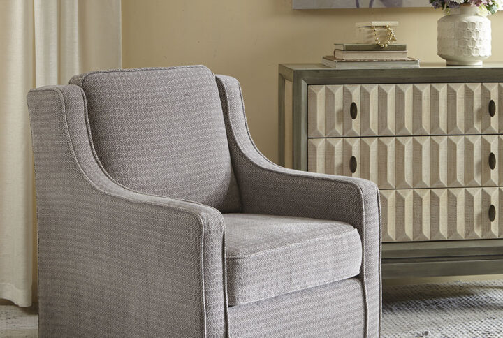 Harris Chenille Swivel Chair in Grey From Madison Park