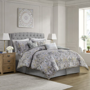 Hallie 6 Piece Cotton Comforter Set in Grey From Harbor House