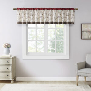 Serene Embroidered Window Valance in Red From Madison Park