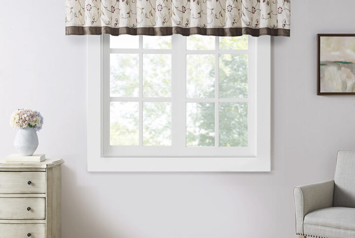 Serene Embroidered Window Valance in Red From Madison Park