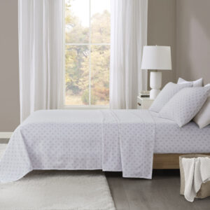 Oversized Flannel 4 Piece Sheet Set in Grey Petals From Beautyrest