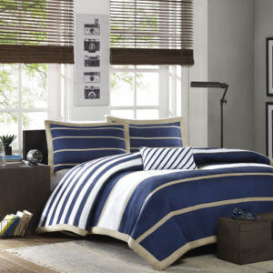 Ashton Duvet Cover Set in Khaki/Navy From Mi Zone