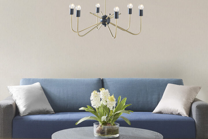 Alexis 6-Light Metal Chandelier in Antique Brass/Black From Hampton Hill