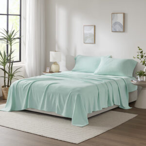 Micro Fleece Sheet Set in Aqua From True North by Sleep Philosophy