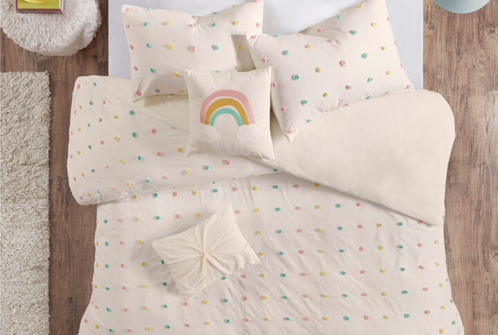 Callie Cotton Jacquard Pom Pom Duvet Cover Set in Multi From Urban Habitat Kids