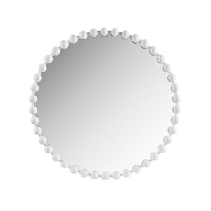 Marlowe Mirror 36" Large Decorative Round Wall Mirror with Beaded Metal Frame in White From Madison Park Signature